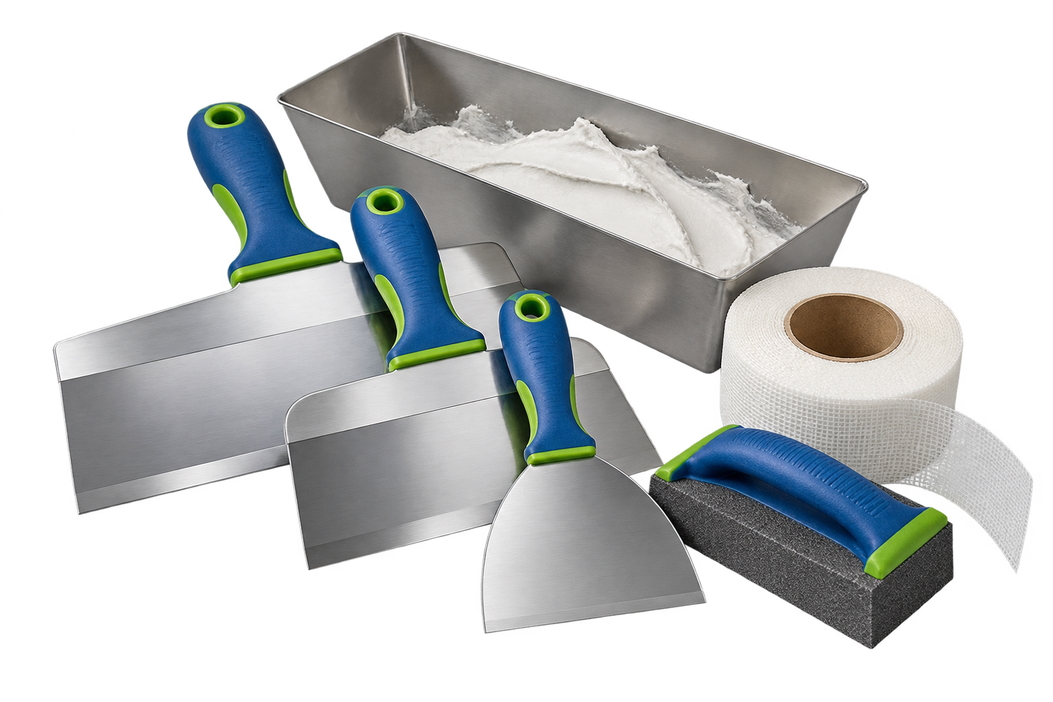 Drywall finishing tools, joint knives and compound