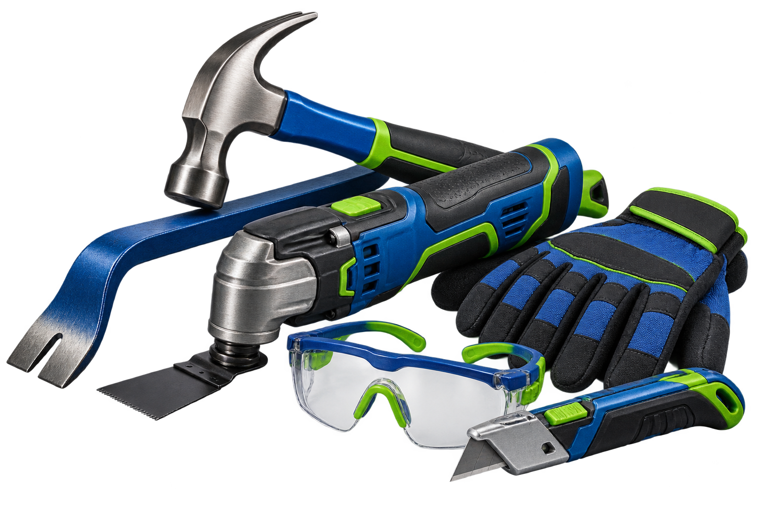 Tools used for interior demolition and remodeling